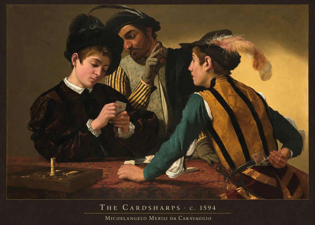 Michelangelo Merisi da Caravaggio The Cardsharps III No3 - Affiche
