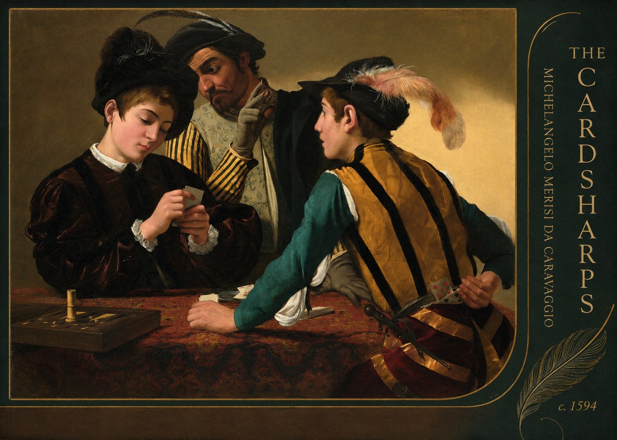 Michelangelo Merisi da Caravaggio The Cardsharps III No5 - Affiche