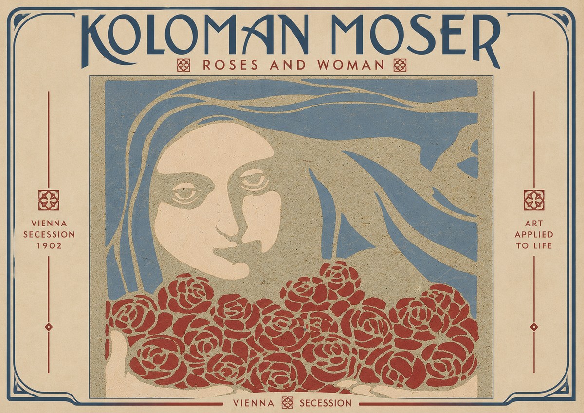 Koloman Moser Roses and Woman No4 - Affiche