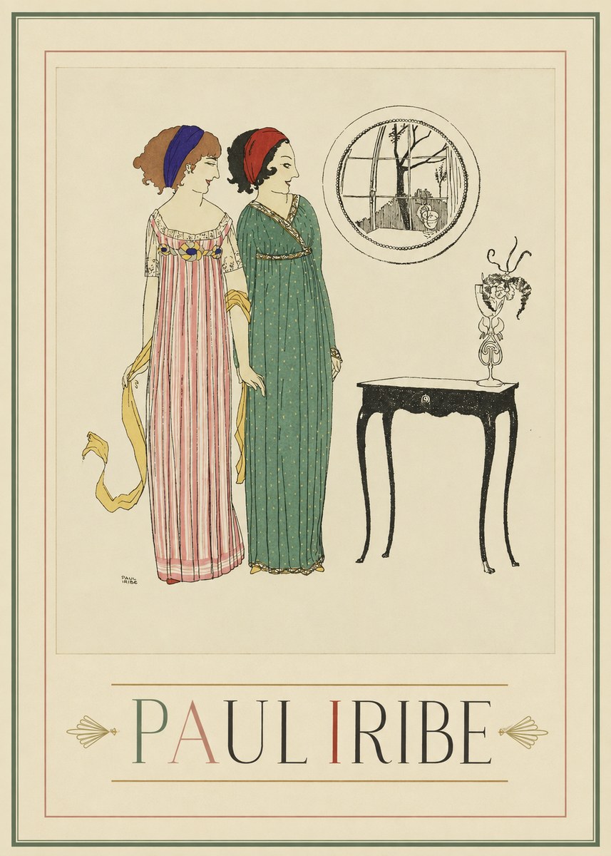 Paul Iribe Two Women in Elegant Dresses No1 - Affiche