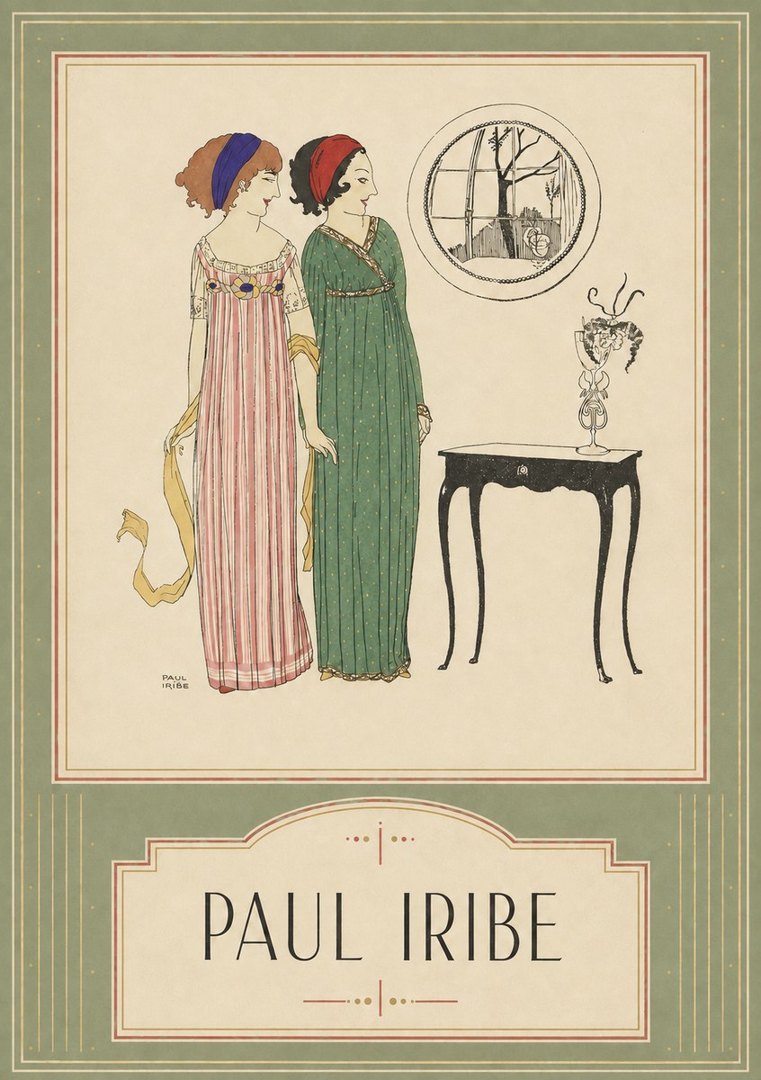 Paul Iribe Two Women in Elegant Dresses No6 - Affiche