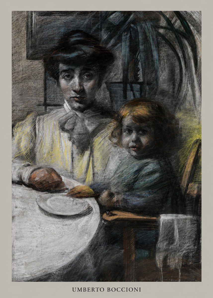 Umberto Boccioni Mother and Sister No6 - Affiche