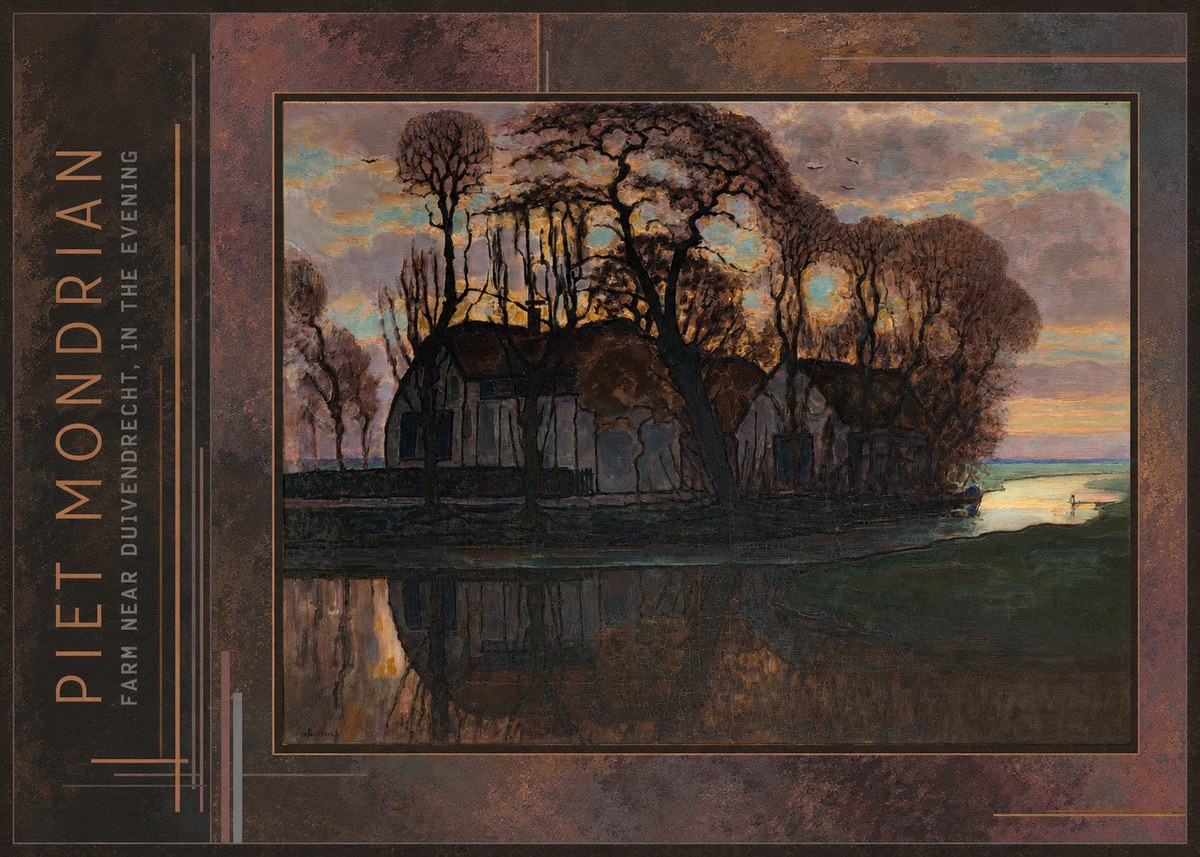 Piet Mondrian Farm Near Duivendrecht, in the Evening No2 - Affiche