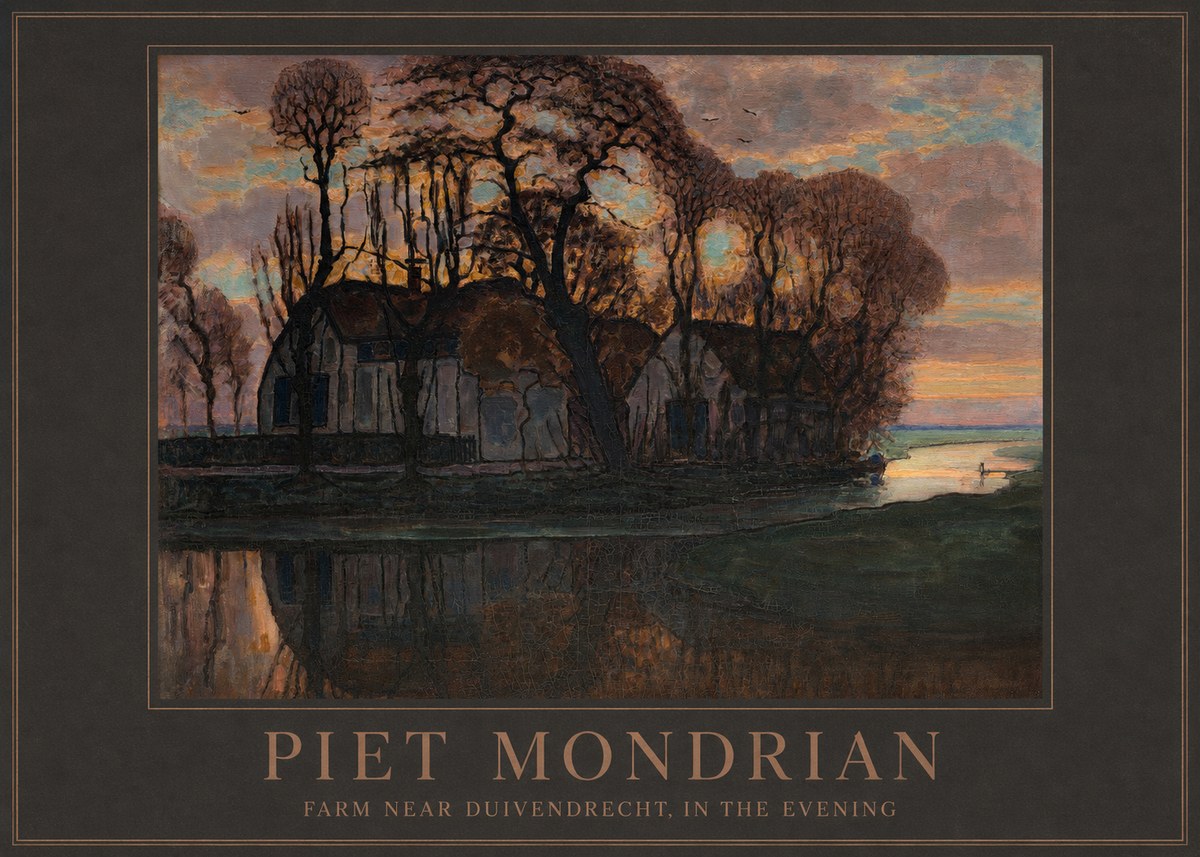 Piet Mondrian Farm Near Duivendrecht, in the Evening No3 - Affiche