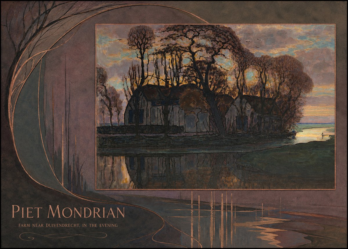 Piet Mondrian Farm Near Duivendrecht, in the Evening No4 - Affiche