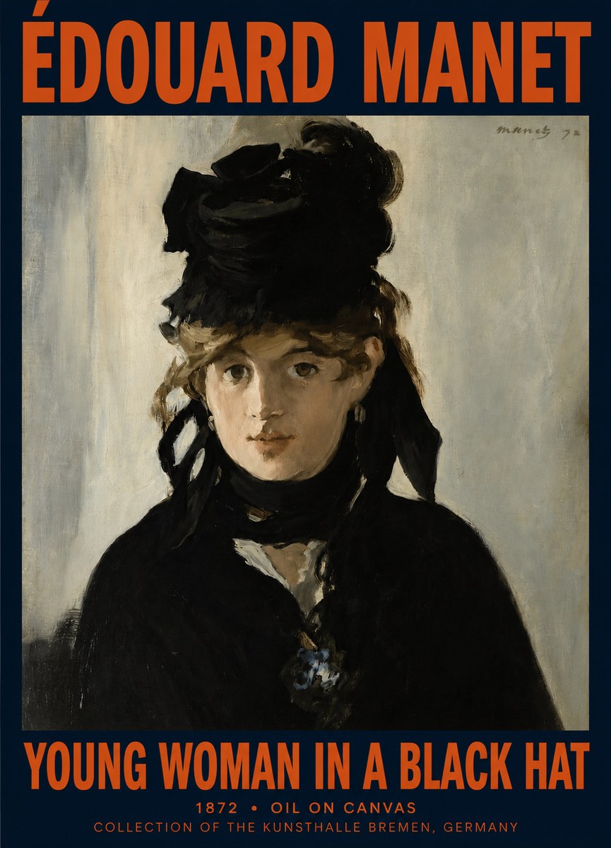 Édouard Manet Young Woman in a Black Hat I No2 - Affiche