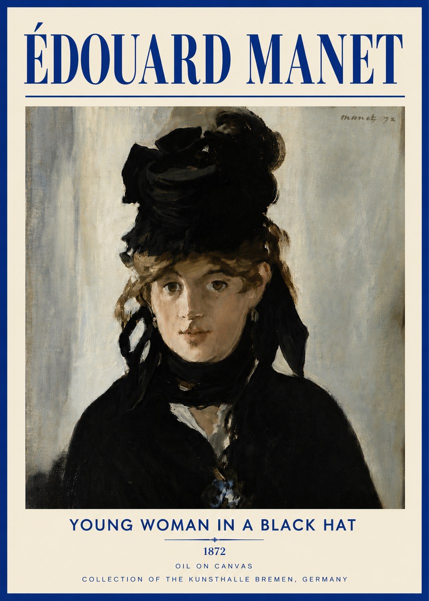 Édouard Manet Young Woman in a Black Hat I No5 - Affiche