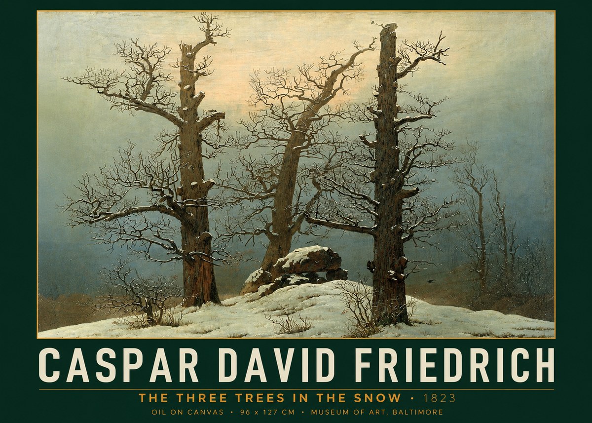 Caspar David Friedrich The Three Trees in the Snow No2 - Affiche
