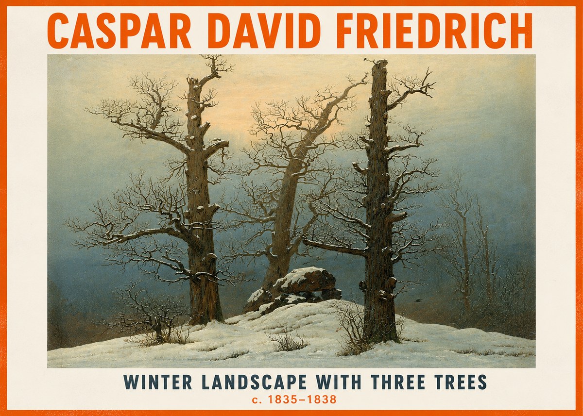 Caspar David Friedrich The Three Trees in the Snow No5 - Affiche