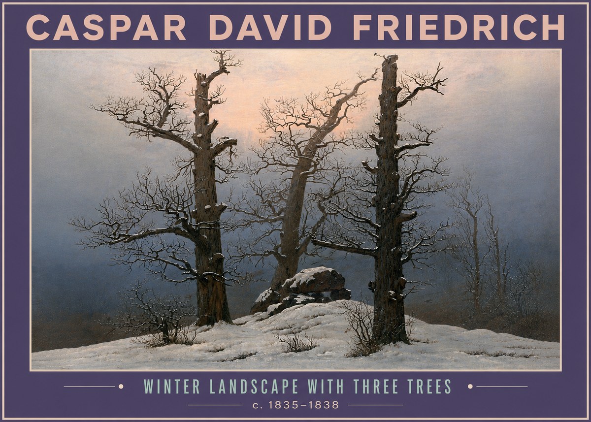 Caspar David Friedrich The Three Trees in the Snow No6 - Affiche