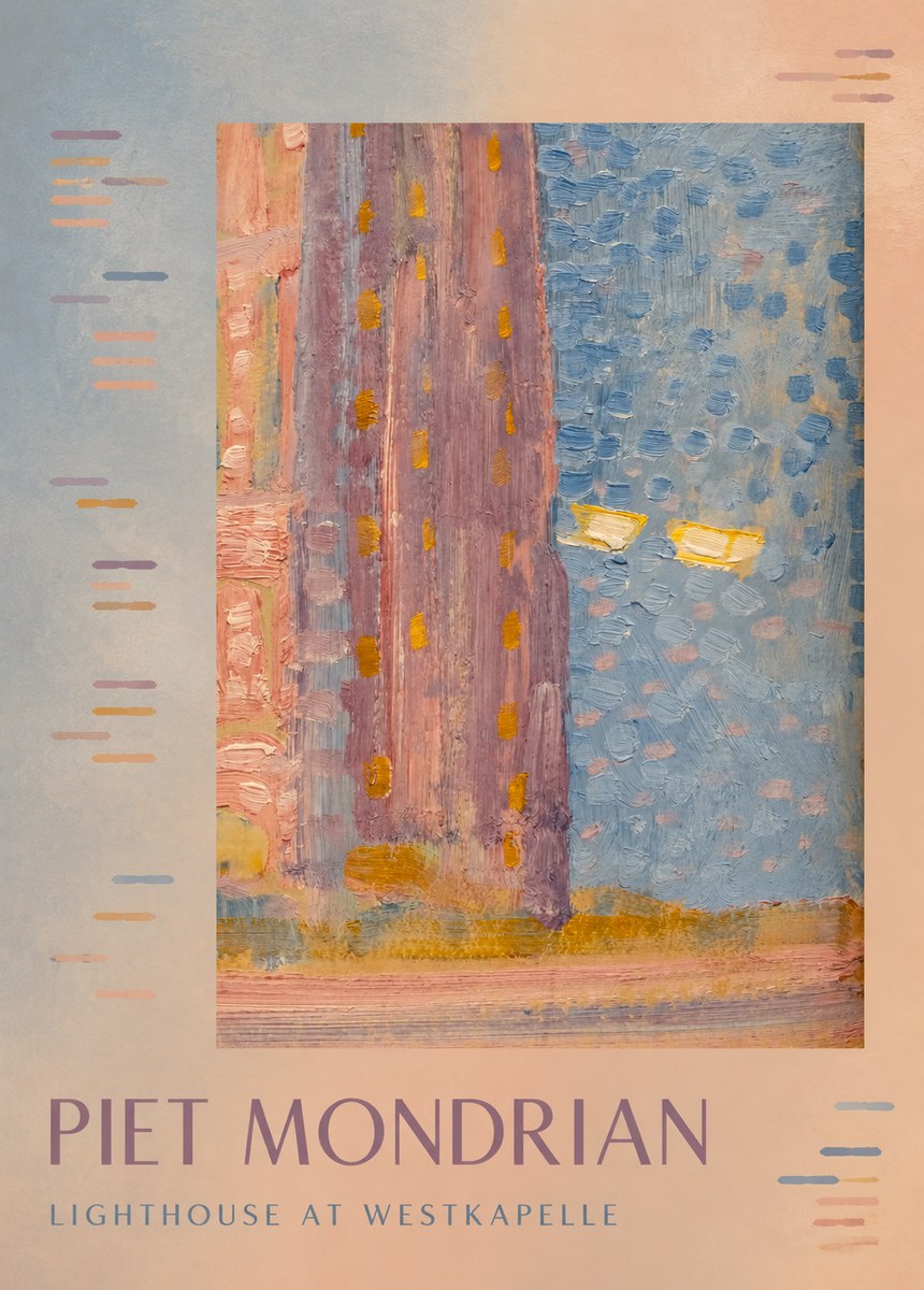 Piet Mondrian Lighthouse at Westkapelle No3 - Affiche
