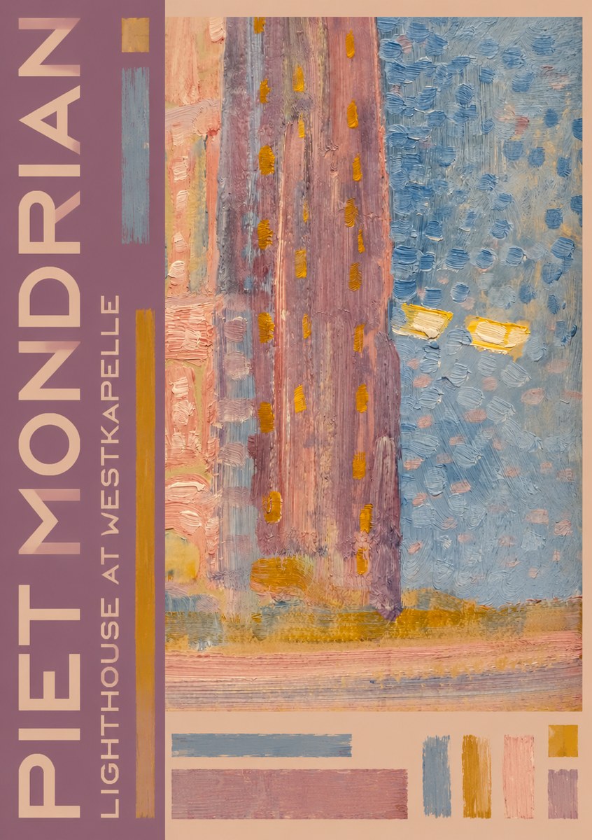 Piet Mondrian Lighthouse at Westkapelle No6 - Affiche