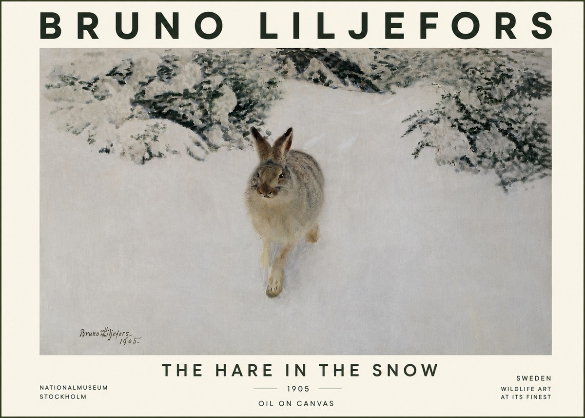 Bruno Liljefors The Hare in the Snow No5 - Affiche