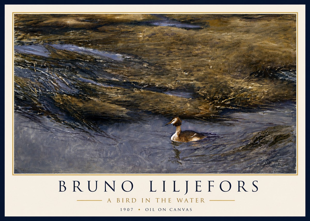 Bruno Liljefors A Bird in the Water No6 - Affiche
