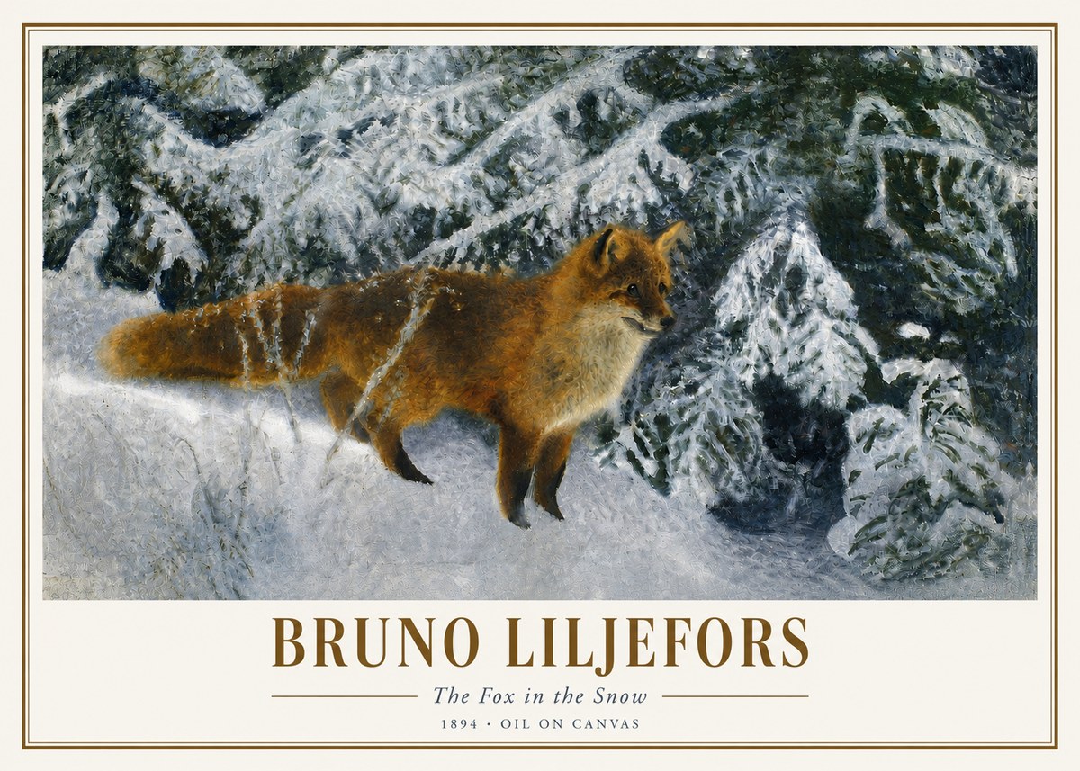 Bruno Liljefors The Fox in the Snow No3 - Affiche