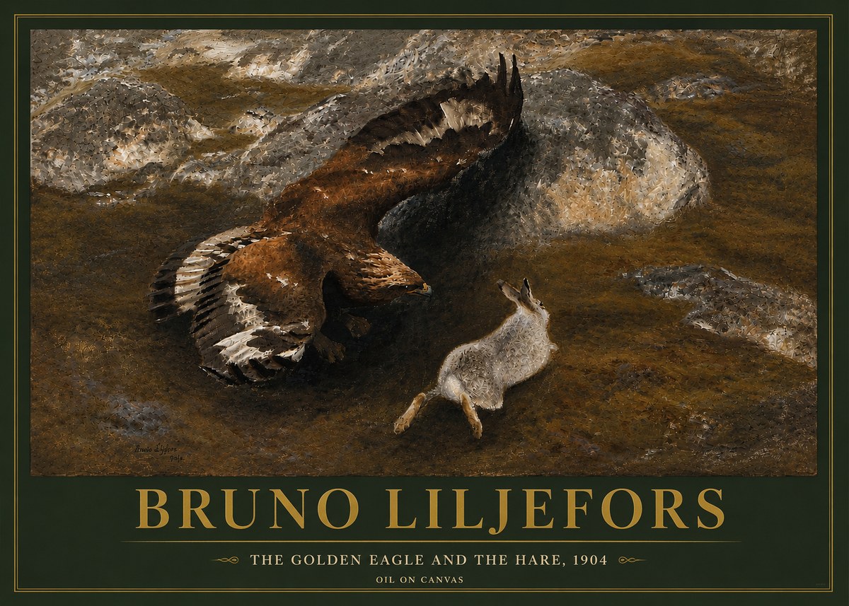 Bruno Liljefors The Golden Eagle and the Hare, 1904 No5 - Affiche