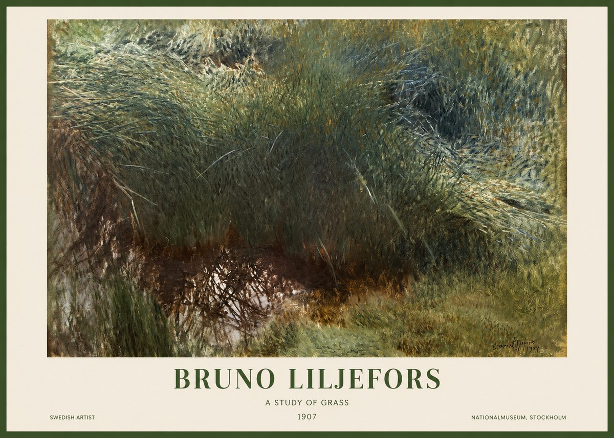 Bruno Liljefors A Study of Grass No1 - Affiche