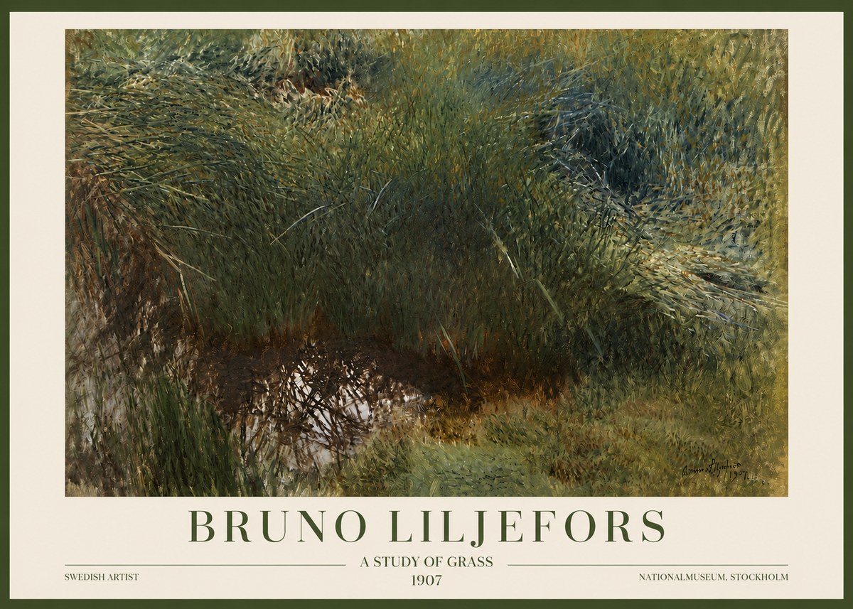 Bruno Liljefors A Study of Grass No3 - Affiche