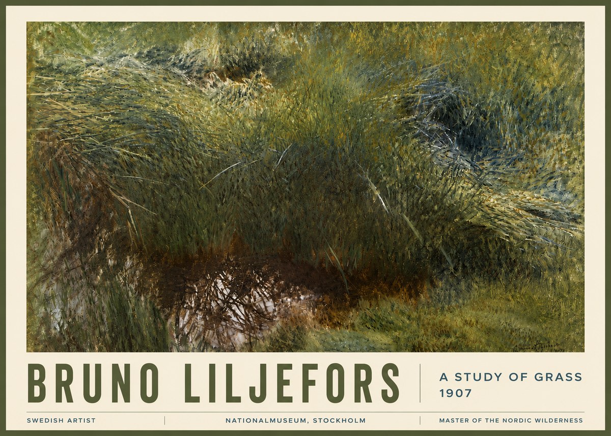 Bruno Liljefors A Study of Grass No6 - Affiche