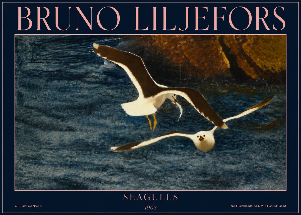 Bruno Liljefors Seagulls No3 - Affiche