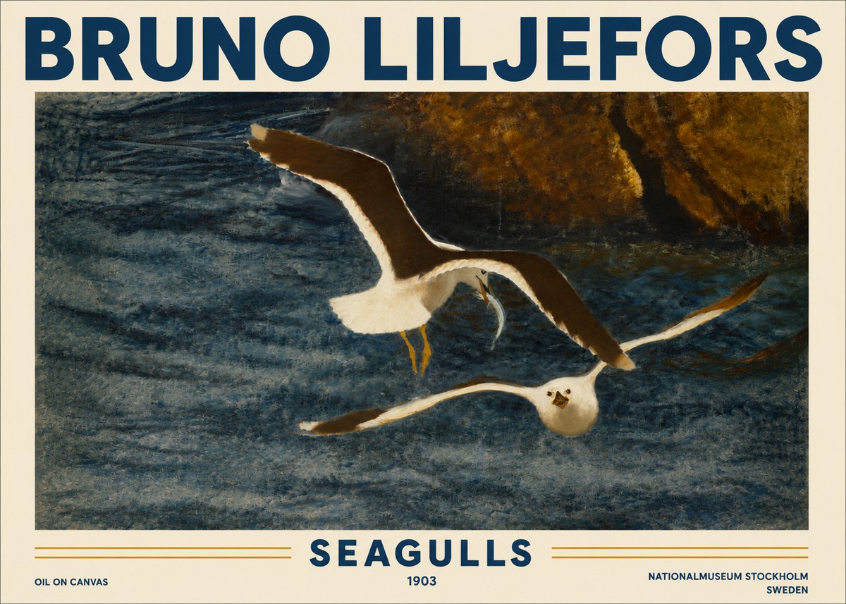 Bruno Liljefors Seagulls No4 - Affiche