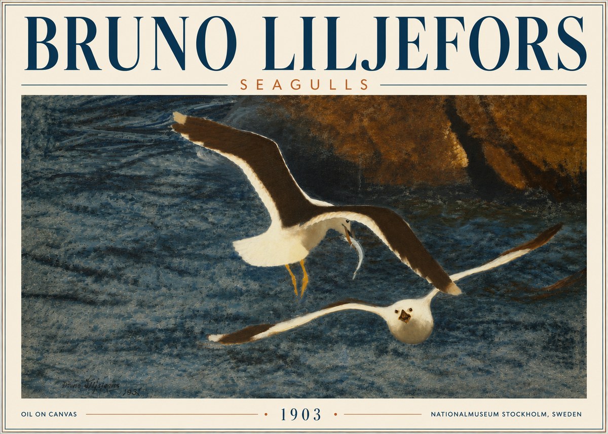 Bruno Liljefors Seagulls No6 - Affiche