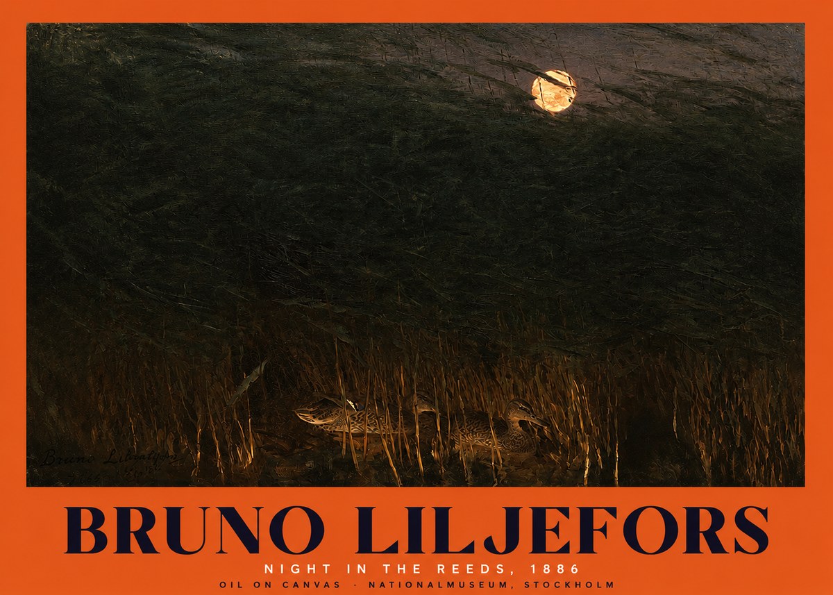Bruno Liljefors Night in the Reeds No2 - Affiche