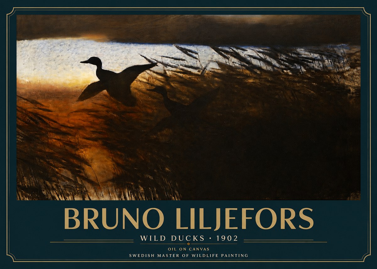 Bruno Liljefors Wild Ducks II No3 - Affiche