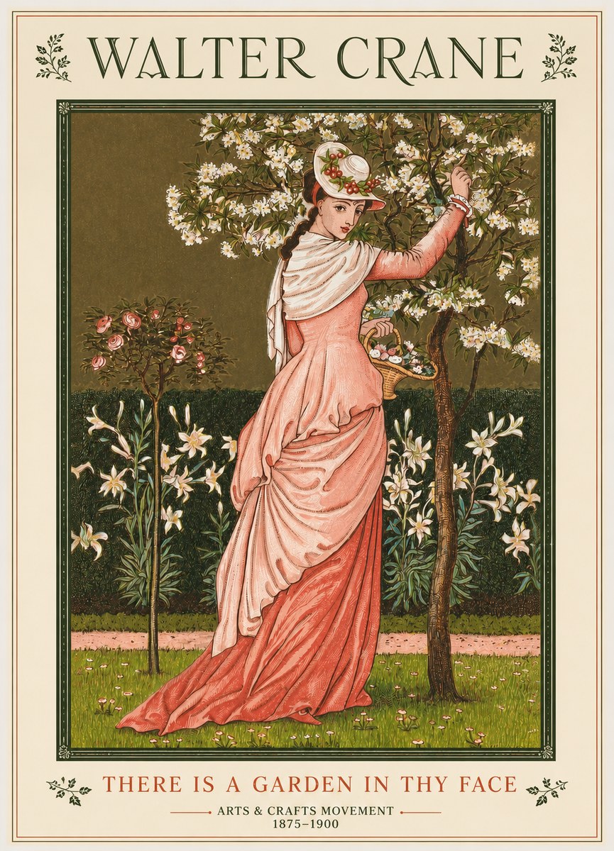 Walter Crane There Is a Garden in Thy Face I No2 - Affiche
