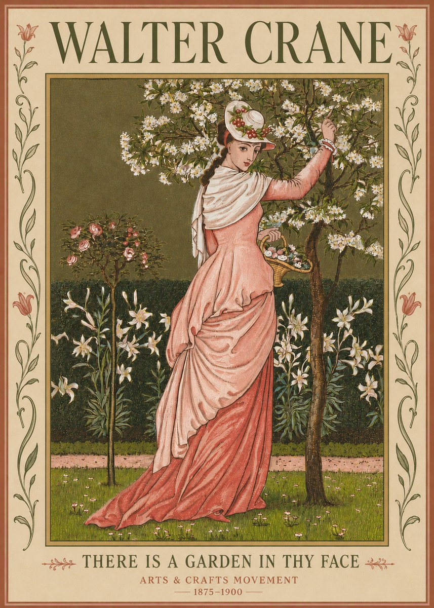Walter Crane There Is a Garden in Thy Face I No3 - Affiche