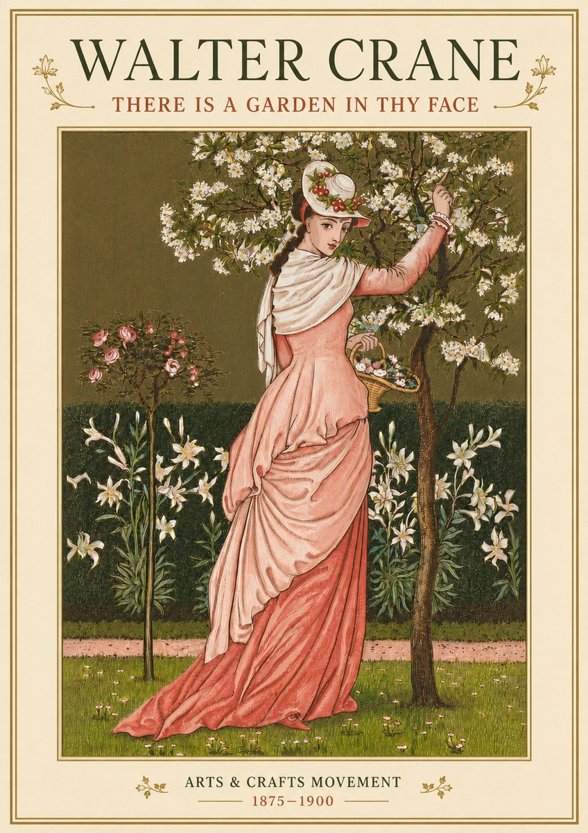 Walter Crane There Is a Garden in Thy Face I No4 - Affiche