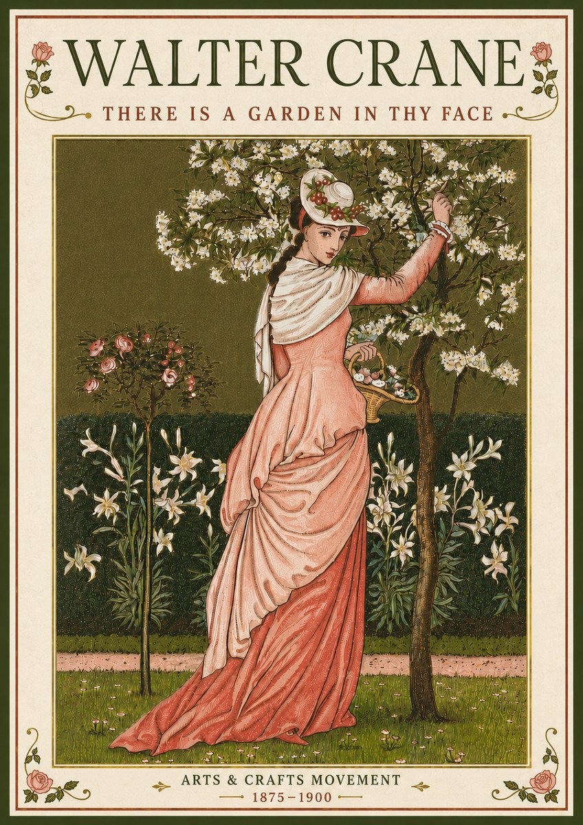 Walter Crane There Is a Garden in Thy Face I No6 - Affiche