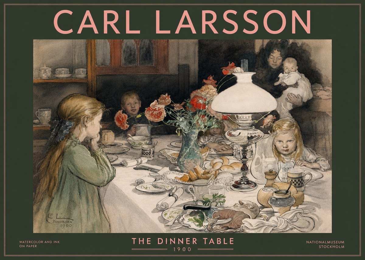 Carl Larsson The Dinner Table No3 - Affiche