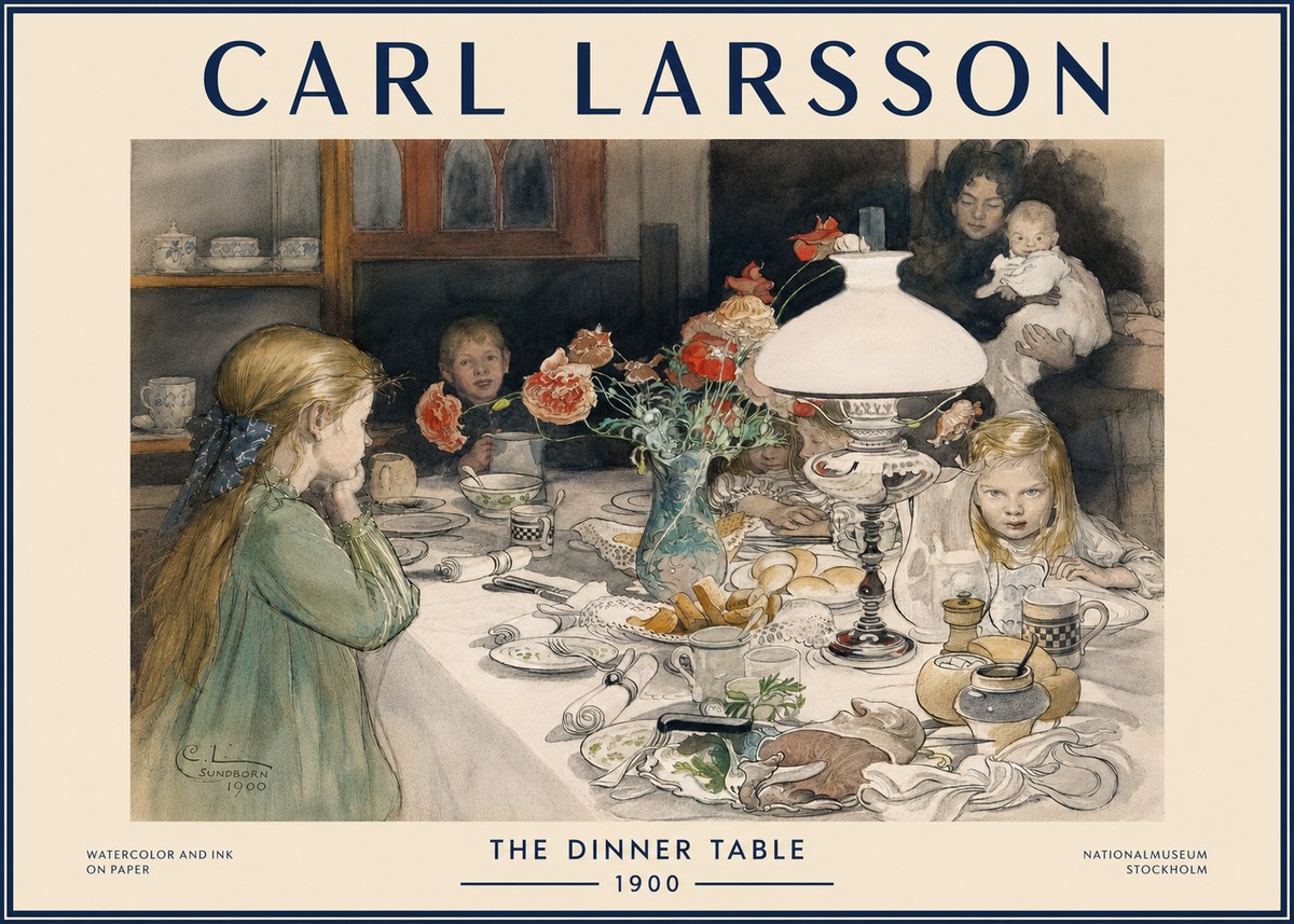 Carl Larsson The Dinner Table No4 - Affiche