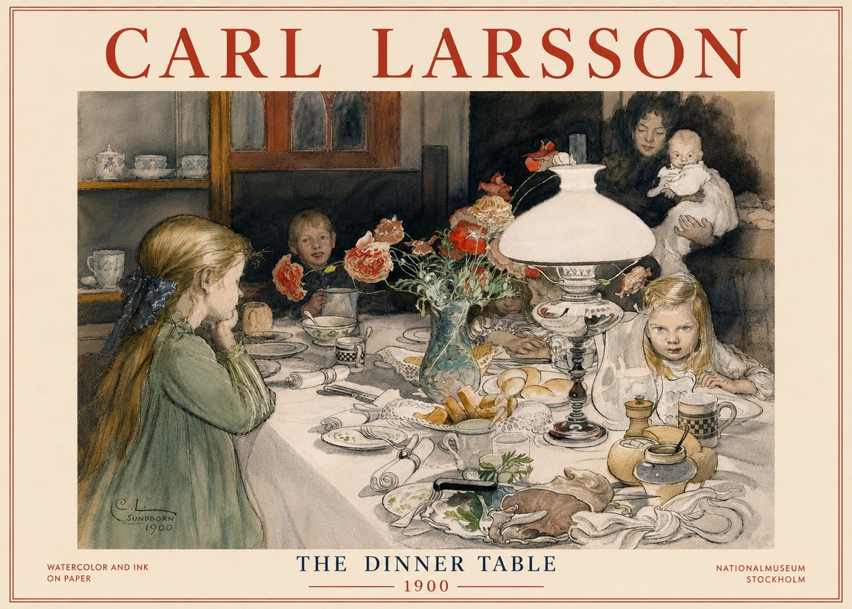 Carl Larsson The Dinner Table No6 - Affiche