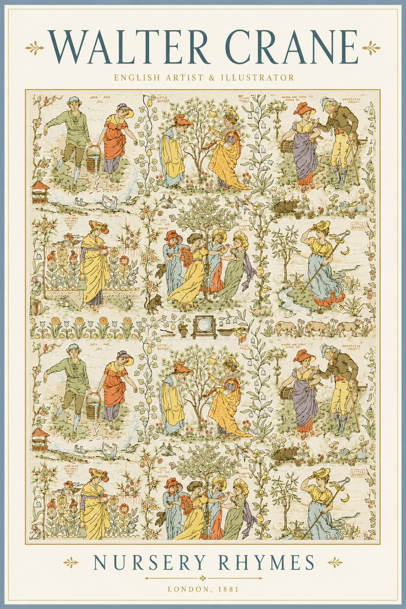 Walter Crane Nursery Rhymes No4 - Affiche