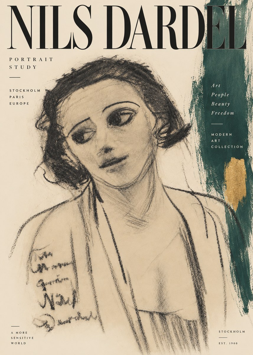 Nils Dardel Portrait Study No5 - Affiche