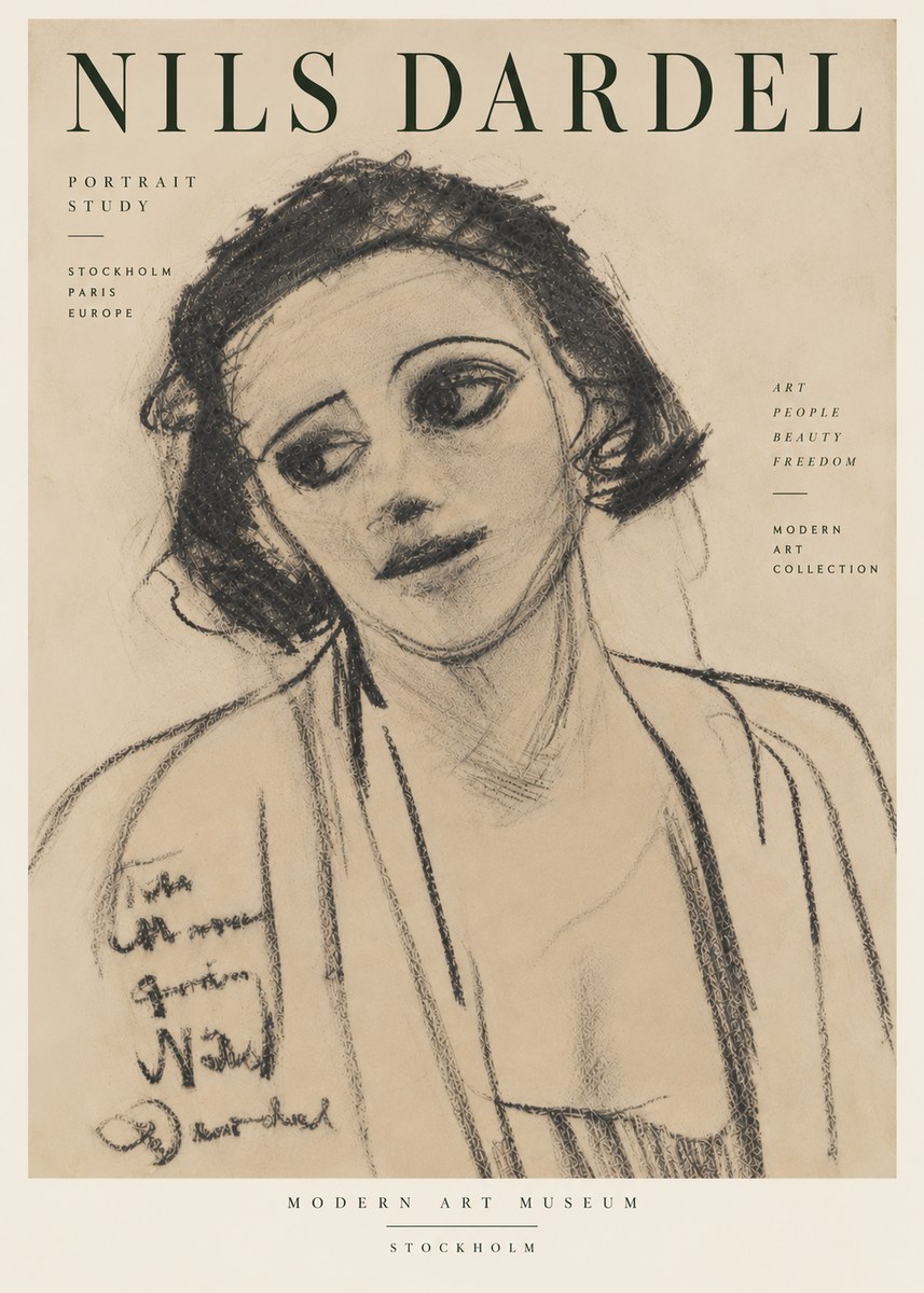 Nils Dardel Portrait Study No6 - Affiche