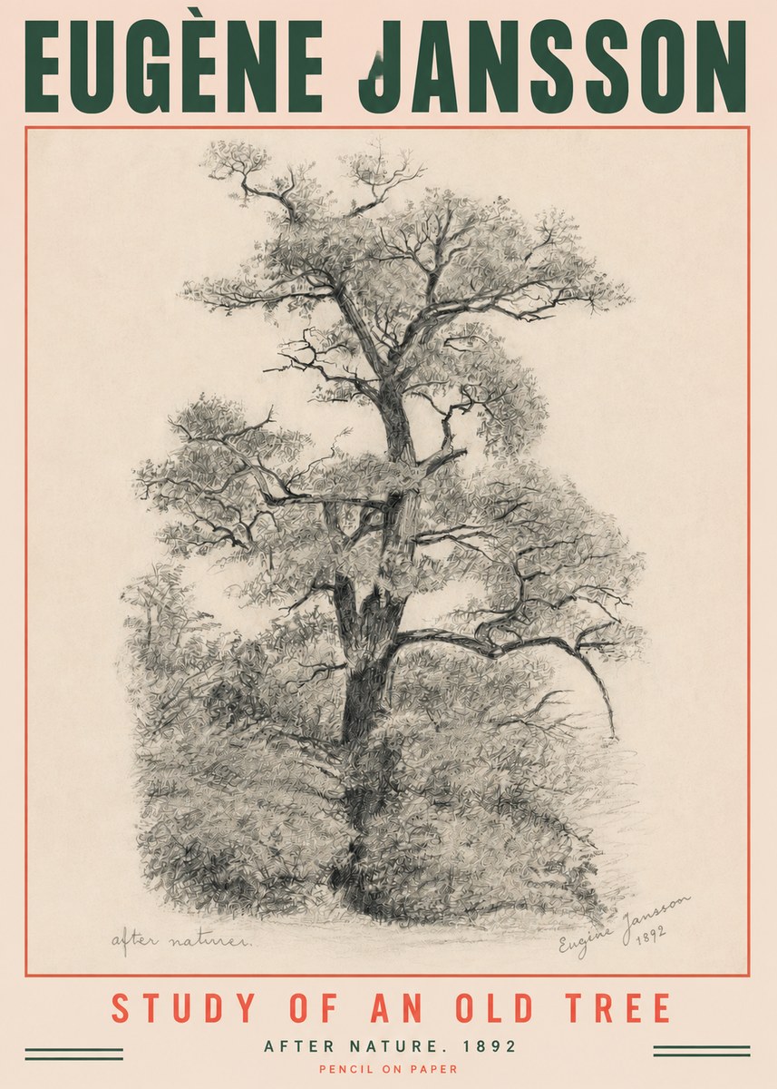Eugène Jansson Study of an Old Tree No3 - Affiche