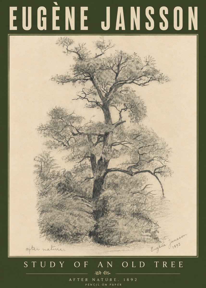 Eugène Jansson Study of an Old Tree No6 - Affiche