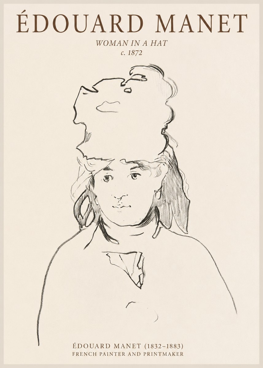 Édouard Manet Woman in a Hat No1 - Affiche