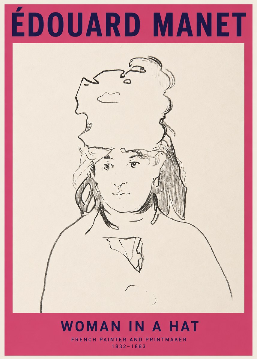 Édouard Manet Woman in a Hat No2 - Affiche