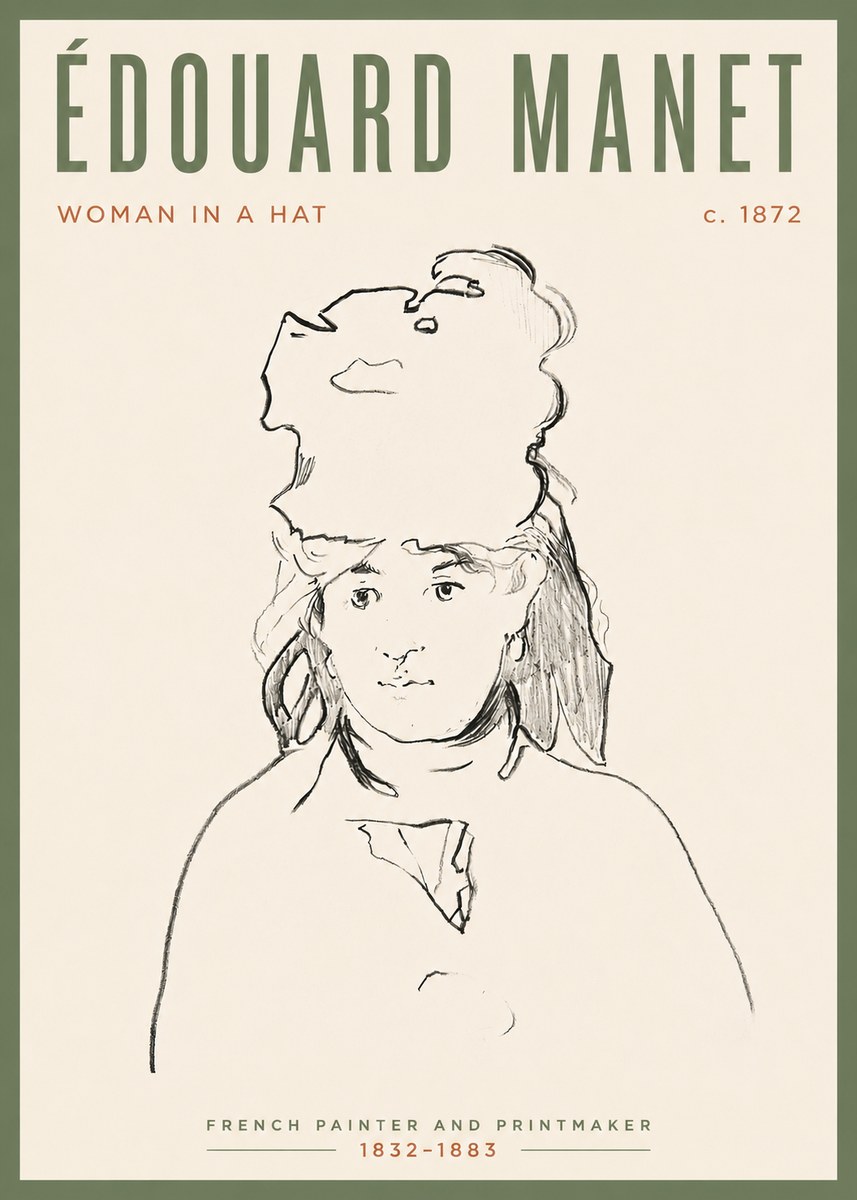 Édouard Manet Woman in a Hat No4 - Affiche