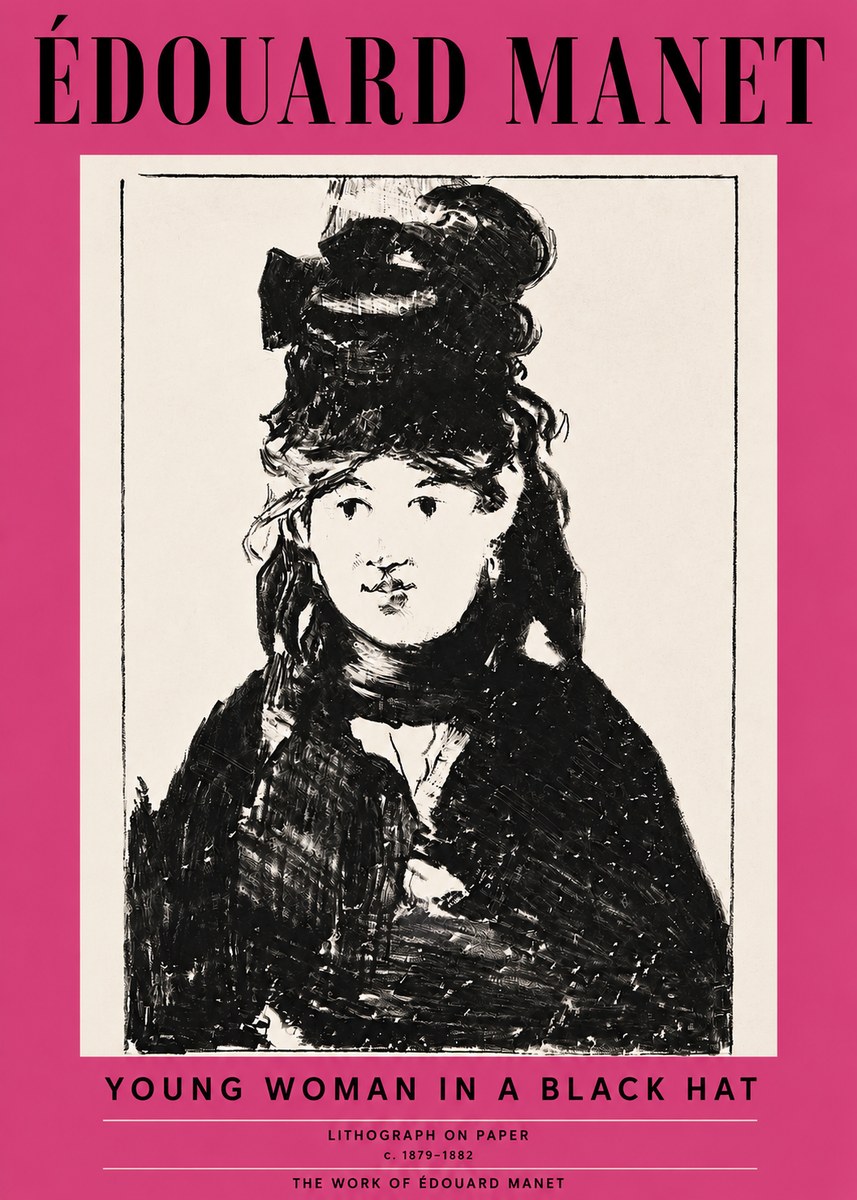 Édouard Manet Young Woman in a Black Hat II No3 - Affiche