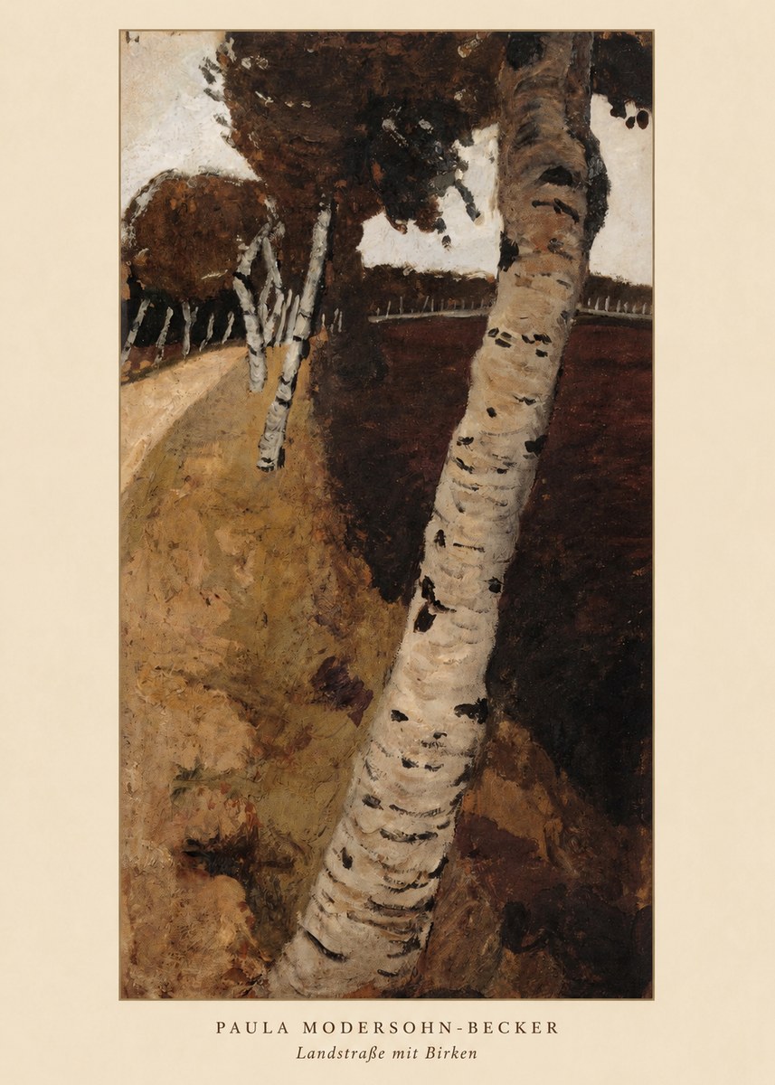 Paula Modersohn-Becker Landstraße Mit Birken No6 - Affiche