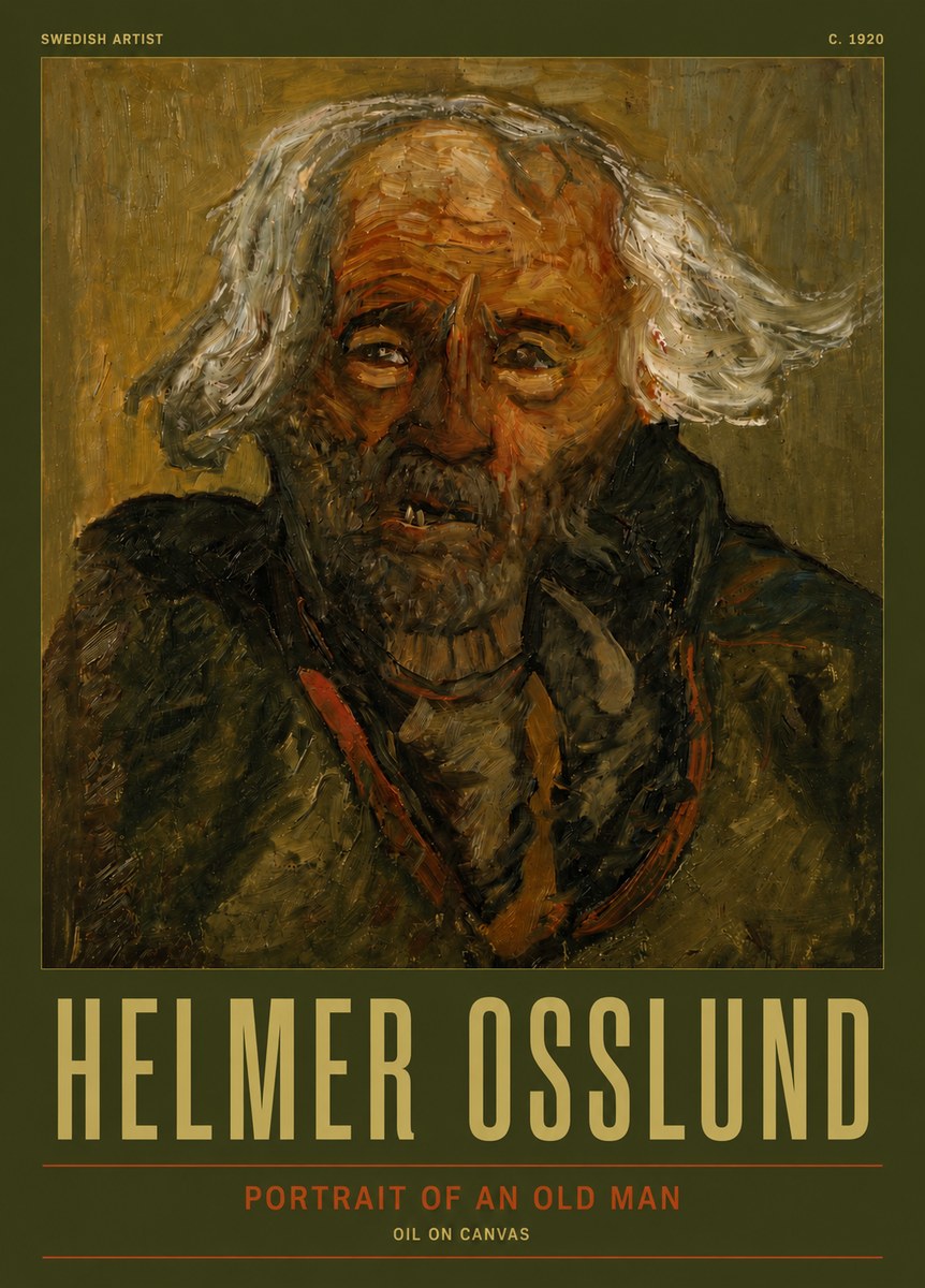 Helmer Osslund Portrait of an Old Man No5 - Affiche