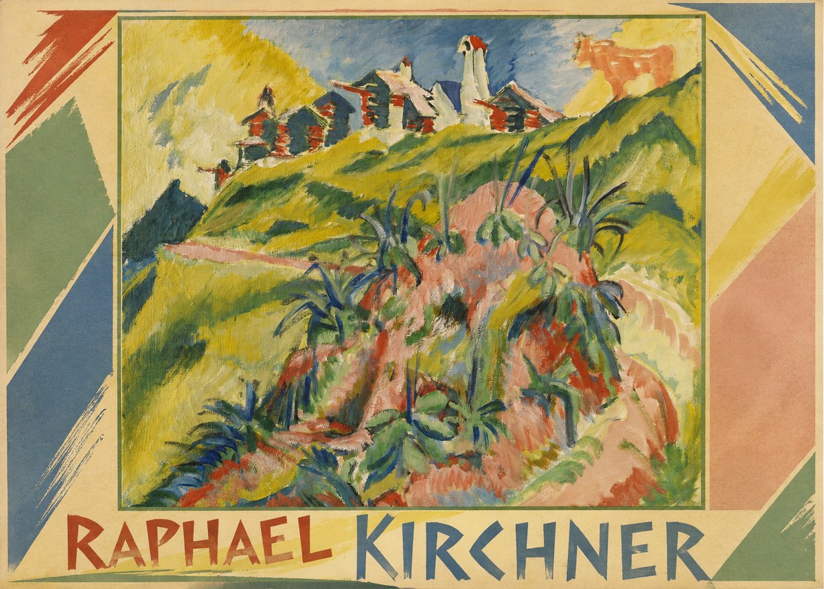 Raphael Kirchner Hillside Dwellings with Alpine Cow No1 - Affiche
