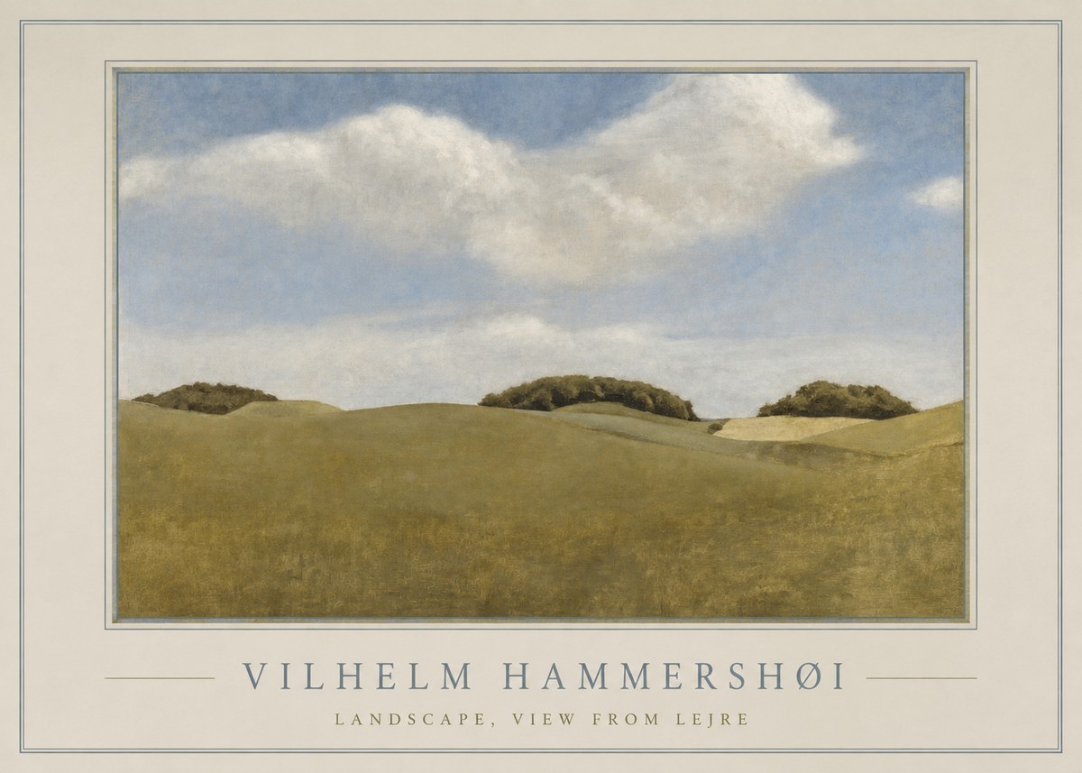 Vilhelm Hammershøi Landscape, View from Lejre No1 - Affiche