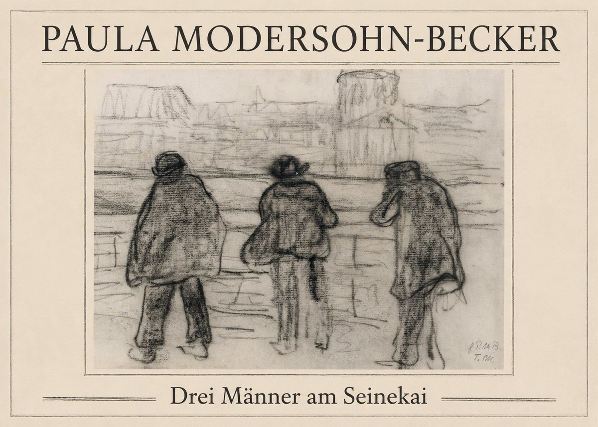 Paula Modersohn-Becker Drei Männer Am Seinekai No1 - Affiche