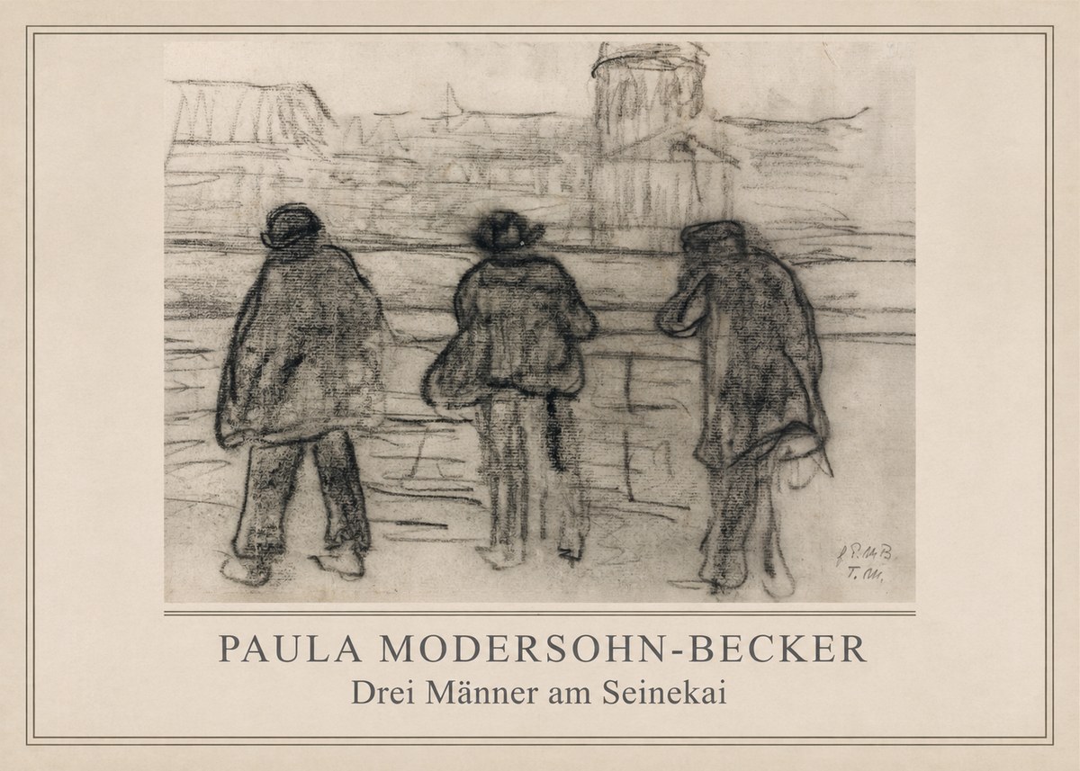 Paula Modersohn-Becker Drei Männer Am Seinekai No2 - Affiche